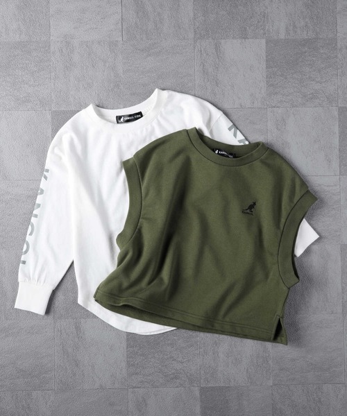 KANGOL KIDS（カンゴールキッズ）の「【KANGOL】ベストレイヤードプルオーバー（Tシャツ/カットソー・キッズ・ブラック/カーキブラウン・105/160/130/150/140/120）」の13枚目の写真