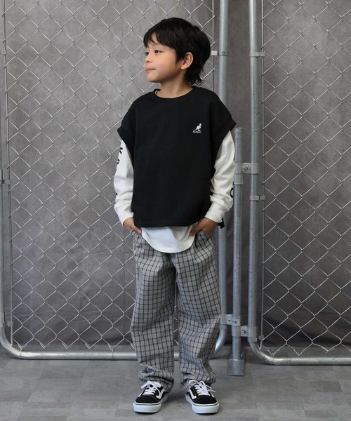 KANGOL KIDS（カンゴールキッズ）の「【KANGOL】ベストレイヤードプルオーバー（Tシャツ/カットソー・キッズ・ブラック/カーキブラウン・105/160/130/150/140/120）」の11枚目の写真