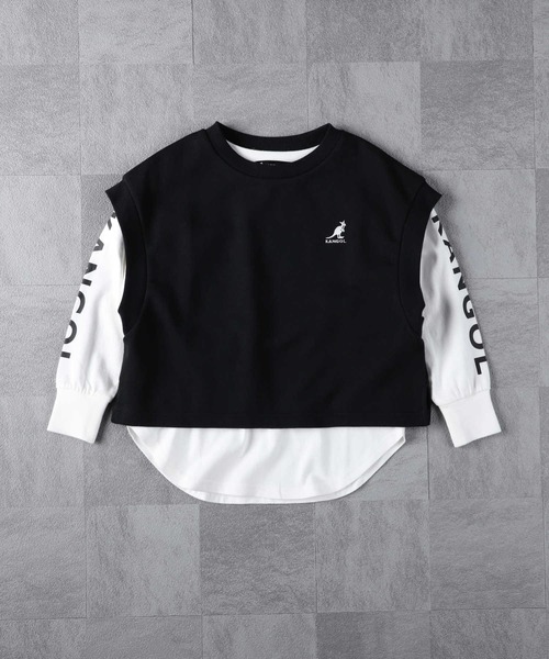 KANGOL KIDS（カンゴールキッズ）の「【KANGOL】ベストレイヤードプルオーバー（Tシャツ/カットソー・キッズ・ブラック/カーキブラウン・105/160/130/150/140/120）」の7枚目の写真