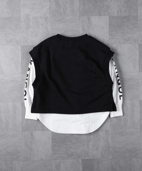 KANGOL KIDS（カンゴールキッズ）の「【KANGOL】ベストレイヤードプルオーバー（Tシャツ/カットソー・キッズ・ブラック/カーキブラウン・105/160/130/150/140/120）」の6枚目の写真