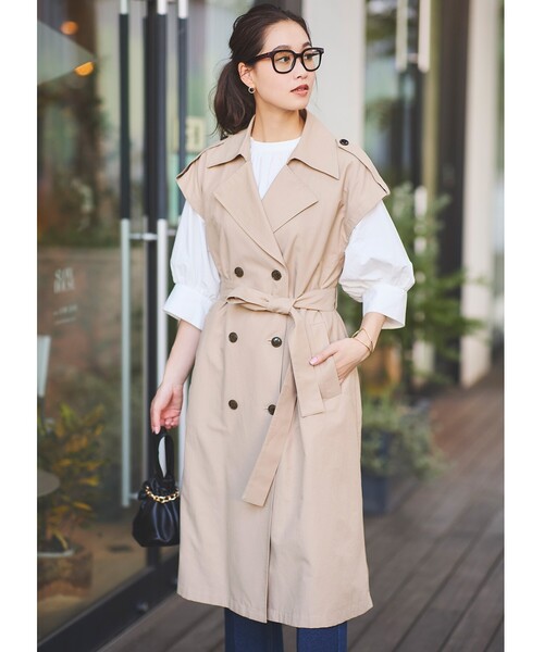 OPAQUE.CLIP（オペークドットクリップ）の「◆【2WAY】ツイルトレンチコート（トレンチコート・レディース・ベージュ/ネイビー・40/38/36）」の15枚目の写真