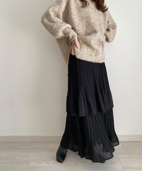 callautia(カラウティア)の「プリーツティアードスカート(スカート・レディース・ブラック/カーキ/ブラウン系その他/ホワイト/グリーン系その他/ブルーグレー/グレイッシュベージュ・SMALL/MEDIUM/LARGE/X-LARGE)」の9枚目の写真