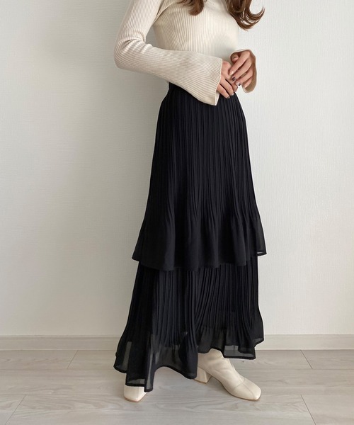 callautia(カラウティア)の「プリーツティアードスカート(スカート・レディース・ブラック/カーキ/ブラウン系その他/ホワイト/グリーン系その他/ブルーグレー/グレイッシュベージュ・SMALL/MEDIUM/LARGE/X-LARGE)」の11枚目の写真