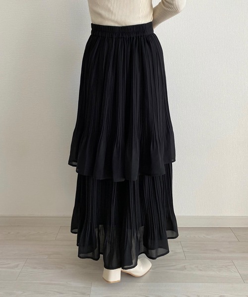 callautia(カラウティア)の「プリーツティアードスカート(スカート・レディース・ブラック/カーキ/ブラウン系その他/ホワイト/グリーン系その他/ブルーグレー/グレイッシュベージュ・SMALL/MEDIUM/LARGE/X-LARGE)」の12枚目の写真