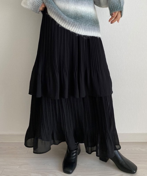 callautia(カラウティア)の「プリーツティアードスカート(スカート・レディース・ブラック/カーキ/ブラウン系その他/ホワイト/グリーン系その他/ブルーグレー/グレイッシュベージュ・SMALL/MEDIUM/LARGE/X-LARGE)」の13枚目の写真