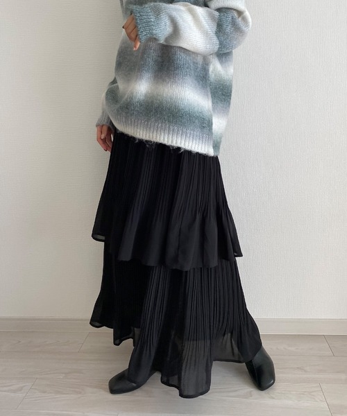 callautia(カラウティア)の「プリーツティアードスカート(スカート・レディース・ブラック/カーキ/ブラウン系その他/ホワイト/グリーン系その他/ブルーグレー/グレイッシュベージュ・SMALL/MEDIUM/LARGE/X-LARGE)」の14枚目の写真