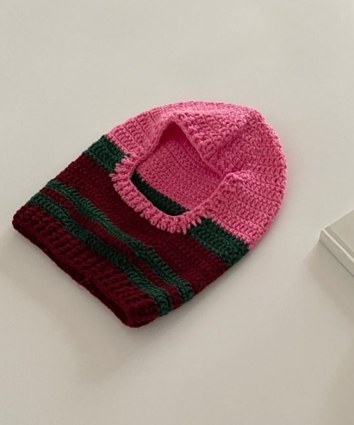 Vipoa（ヴィポア）の「ざっくりニットマルチカラーバラクラバ（ネックウォーマー/スヌード・レディース・ブルー/ピンク/アイボリー/グレー・FREE）」の10枚目の写真