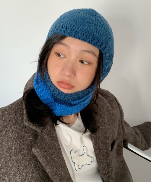 Vipoa（ヴィポア）の「ざっくりニットマルチカラーバラクラバ（ネックウォーマー/スヌード・レディース・ブルー/ピンク/アイボリー/グレー・FREE）」の6枚目の写真