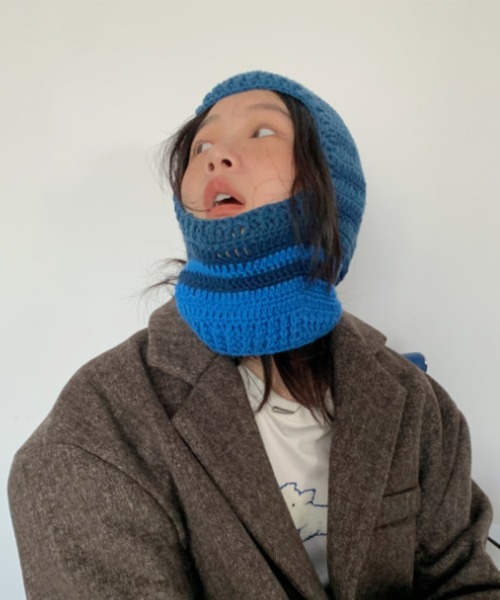 Vipoa（ヴィポア）の「ざっくりニットマルチカラーバラクラバ（ネックウォーマー/スヌード・レディース・ブルー/ピンク/アイボリー/グレー・FREE）」の7枚目の写真