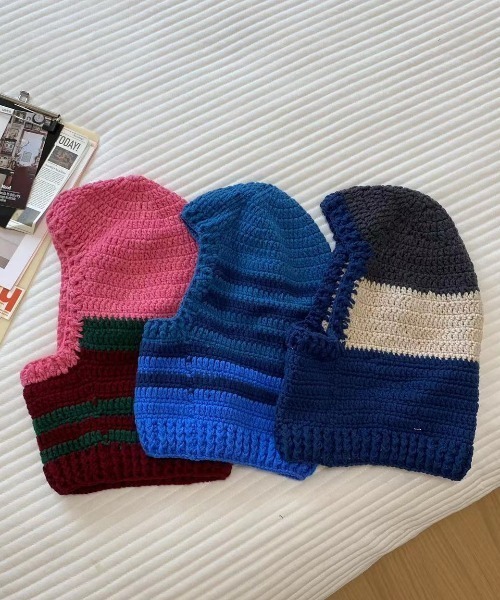 Vipoa（ヴィポア）の「ざっくりニットマルチカラーバラクラバ（ネックウォーマー/スヌード・レディース・ブルー/ピンク/アイボリー/グレー・FREE）」の13枚目の写真