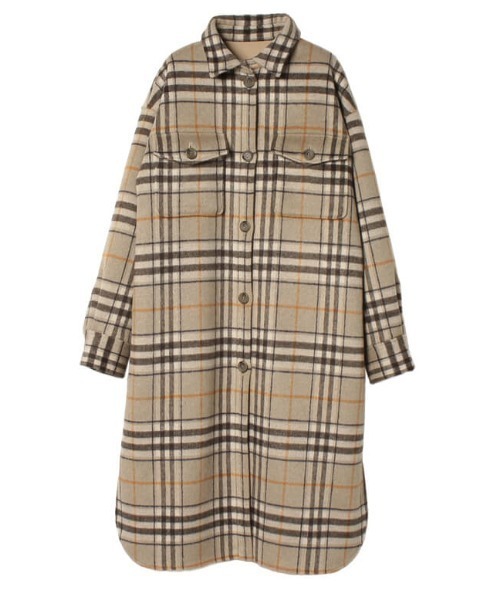 CREDONA(クレドナ)の「ロングチェックシャツコート(その他アウター・レディース・ベージュ・FREE)」の8枚目の写真