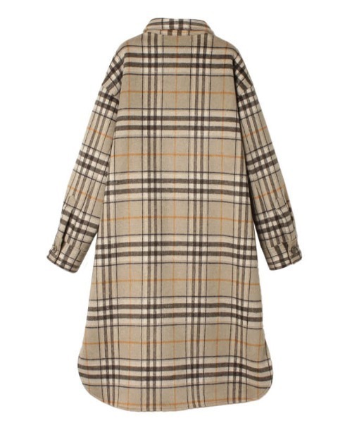 CREDONA(クレドナ)の「ロングチェックシャツコート(その他アウター・レディース・ベージュ・FREE)」の7枚目の写真