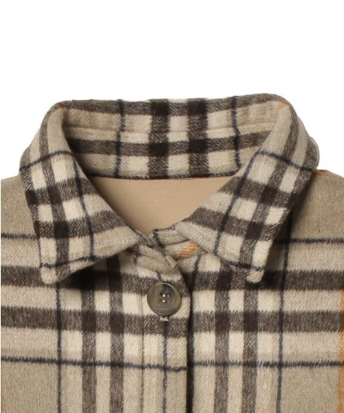 CREDONA(クレドナ)の「ロングチェックシャツコート(その他アウター・レディース・ベージュ・FREE)」の2枚目の写真