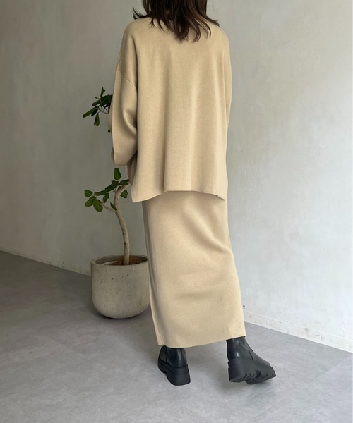 prose verse(プロズヴェール)の「ボートネックニット×スリットスカートセットアップ(セットアップ・レディース・ベージュ/オフホワイト/ブラック・フリ-)」の10枚目の写真