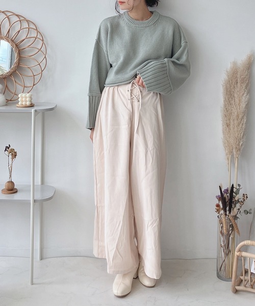 AS KNOW AS plus（アズノゥアズプラス）の「♪レースアップフレアパンツ（その他パンツ・レディース・アイボリー/ブラック/ブラウン/グリーン/ブルー・FREE）」の6枚目の写真