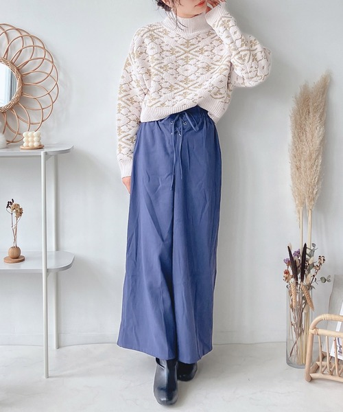 AS KNOW AS plus（アズノゥアズプラス）の「♪レースアップフレアパンツ（その他パンツ・レディース・アイボリー/ブラック/ブラウン/グリーン/ブルー・FREE）」の10枚目の写真