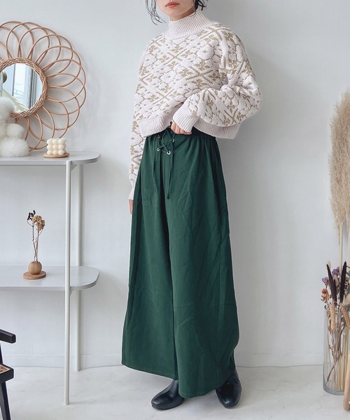 AS KNOW AS plus（アズノゥアズプラス）の「♪レースアップフレアパンツ（その他パンツ・レディース・アイボリー/ブラック/ブラウン/グリーン/ブルー・FREE）」の14枚目の写真