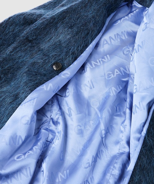 GANNI（ガニー）の「Fluffy Wool Coat（ステンカラーコート・レディース・ブルー・38/36）」の3枚目の写真