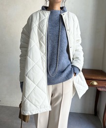 DouDou | リバーシブルキルティングハーフコート(ノーカラーコート)