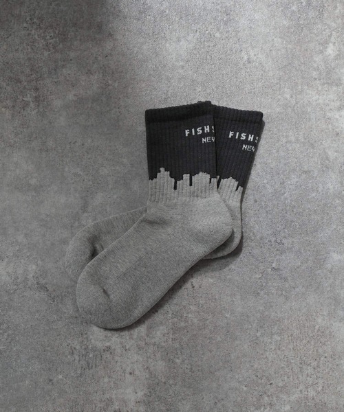 Fishs Eddy（フィッシュエディ）の「[Fishs Eddy(フィッシュエディ)]212Skyline メンズソックス（ソックス/靴下・メンズ・オフホワイト/レッド・FREE）」の2枚目の写真