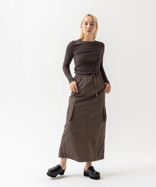 CITEN（シテン）の「＜CITEN＞シアーリブ ロングスリーブ Tシャツ（Tシャツ/カットソー・レディース・ダークグレー/ライラック/オフホワイト・FREE）」の17枚目の写真