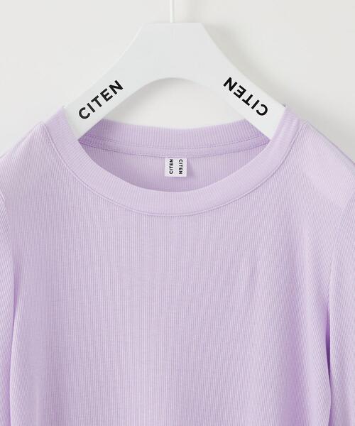 CITEN（シテン）の「＜CITEN＞シアーリブ ロングスリーブ Tシャツ（Tシャツ/カットソー・レディース・ダークグレー/ライラック/オフホワイト・FREE）」の6枚目の写真