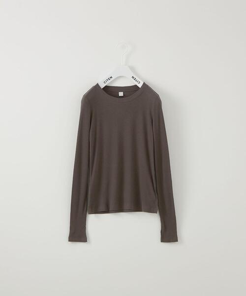 CITEN（シテン）の「＜CITEN＞シアーリブ ロングスリーブ Tシャツ（Tシャツ/カットソー・レディース・ダークグレー/ライラック/オフホワイト・FREE）」の12枚目の写真