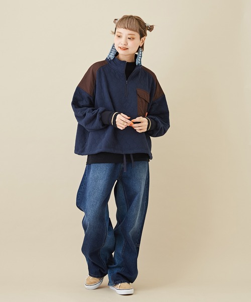 CUBE SUGAR(キューブシュガー)の「無地カットソーキルトハーフジッププルオーバー(その他トップス・レディース・キャメル/カーキ/ネイビー・M)」の15枚目の写真