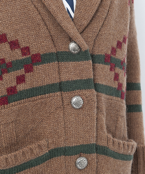 MILKFED.（ミルクフェド）の「【mini12月号掲載】SHAWL COLLAR NATIVE CARDIGAN（カーディガン/ボレロ・レディース・ホワイト/ブラウン・ONE SIZE）」の11枚目の写真