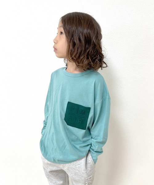 FARM(ファーム)の「エンボスポケットロンT(Tシャツ/カットソー・キッズ・グレー/ブルー/ホワイト・140cm/160cm/150cm/130cm/120cm)」の3枚目の写真