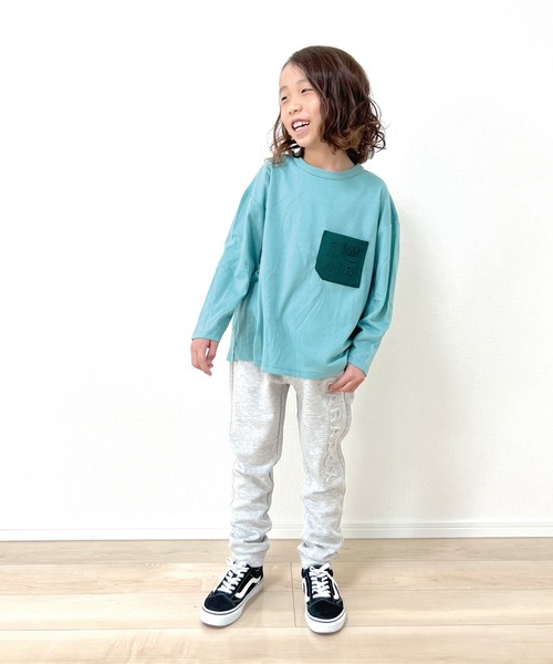 FARM(ファーム)の「エンボスポケットロンT(Tシャツ/カットソー・キッズ・グレー/ブルー/ホワイト・140cm/160cm/150cm/130cm/120cm)」の9枚目の写真