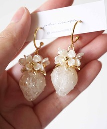 jolie minette/いちごフラワー フープ ピアス/サージカルステンレス316L