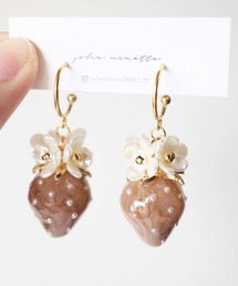 jolie minette/いちごフラワー フープ ピアス/サージカルステンレス316L