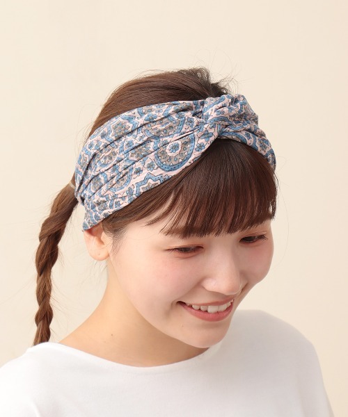 チチカカ(チチカカ)の「エコフレンドリーダイ ブロックプリント ヘアバンド(ヘアバンド・レディース・ブルー/イエロー/ピンク・FREE)」の3枚目の写真