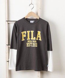 FILA（フィラ）の「【FILA/フィラ】ワイドシルエット カレッジロゴプリント フェイクレイヤード 長袖Tシャツ/ブランドロゴプリント ロングスリーブ カットソー【140cm-160cm】（Tシャツ/カットソー・キッズ）」