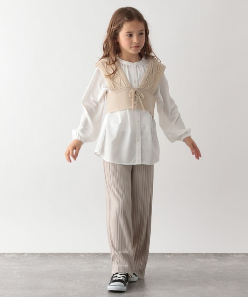 GLOBAL WORK（グローバルワーク）の「DRY／プリーツイージーパンツ/175523（その他パンツ・キッズ・ダークグレー/グリーン系その他3/ライトピンク/オフホワイト・150cm/120cm/110cm/160cm/130cm/140cm/100cm）」の6枚目の写真