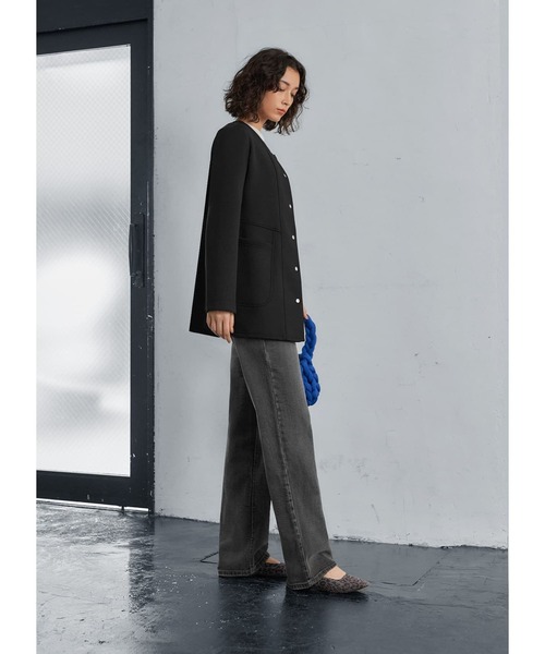STYLE DELI(スタイルデリ)の「【Made in JAPAN】ダンボールスナップボタンジャケット(ノーカラージャケット・レディース・モカ/ブラック・FREE)」の7枚目の写真