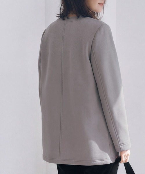 STYLE DELI(スタイルデリ)の「【Made in JAPAN】ダンボールスナップボタンジャケット(ノーカラージャケット・レディース・モカ/ブラック・FREE)」の13枚目の写真