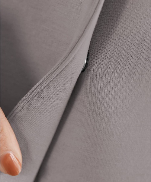 STYLE DELI(スタイルデリ)の「【Made in JAPAN】ダンボールスナップボタンジャケット(ノーカラージャケット・レディース・モカ/ブラック・FREE)」の18枚目の写真