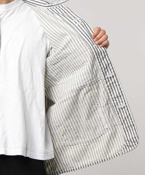 Denime（ドゥニーム）の「【MadeInJapan】バンドカラーカバーオール（デニムジャケット・メンズ・インディゴブルー/ネイビー/ホワイト・SMALL/LARGE/MEDIUM）」の16枚目の写真