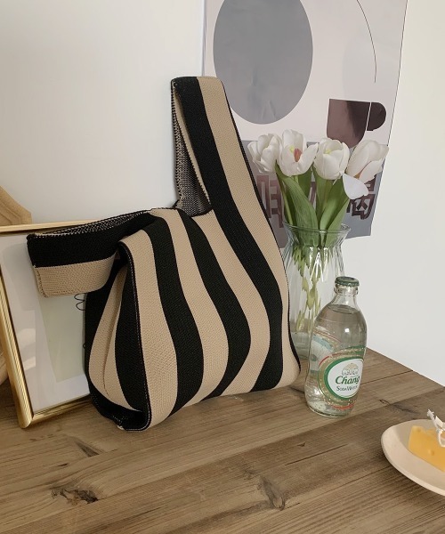 LAC-VERT(ラック・ヴェール)の「ストライプニットトートバッグ(トートバッグ・レディース・その他1/その他2/その他3・FREE)」の5枚目の写真