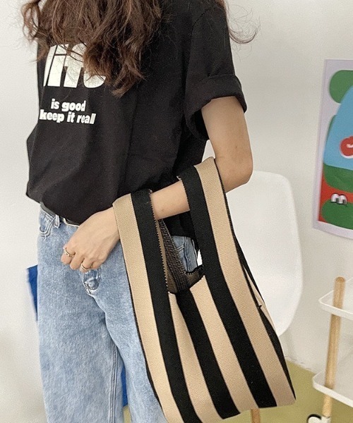 LAC-VERT(ラック・ヴェール)の「ストライプニットトートバッグ(トートバッグ・レディース・その他1/その他2/その他3・FREE)」の7枚目の写真