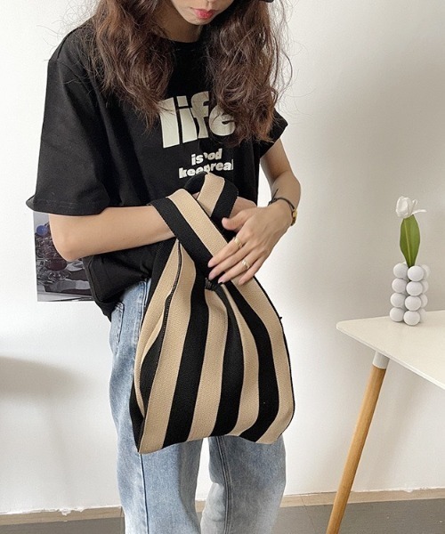 LAC-VERT(ラック・ヴェール)の「ストライプニットトートバッグ(トートバッグ・レディース・その他1/その他2/その他3・FREE)」の12枚目の写真
