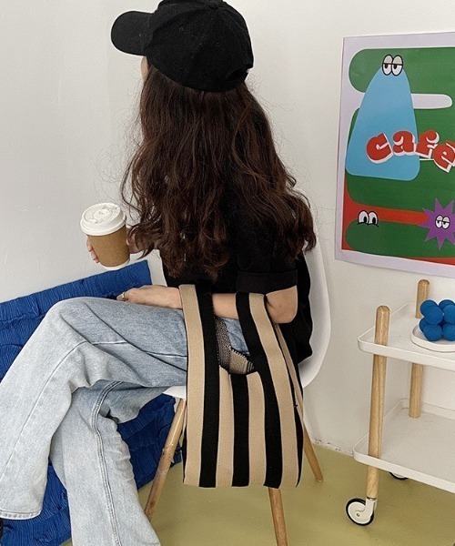 LAC-VERT(ラック・ヴェール)の「ストライプニットトートバッグ(トートバッグ・レディース・その他1/その他2/その他3・FREE)」の14枚目の写真