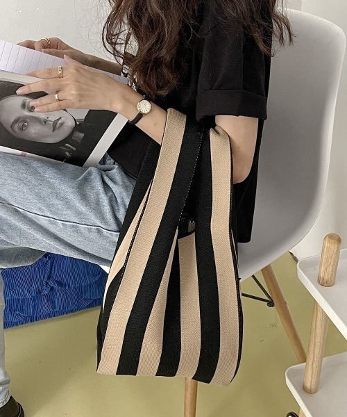 LAC-VERT(ラック・ヴェール)の「ストライプニットトートバッグ(トートバッグ・レディース・その他1/その他2/その他3・FREE)」の15枚目の写真