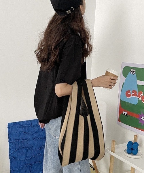LAC-VERT(ラック・ヴェール)の「ストライプニットトートバッグ(トートバッグ・レディース・その他1/その他2/その他3・FREE)」の18枚目の写真