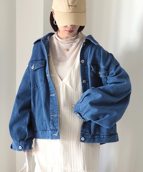 Riberry（リベリー）の「オーバーサイズデニムジャケット（デニムジャケット・レディース・ケミカルウォッシュ/ブルー・FREE）」の13枚目の写真