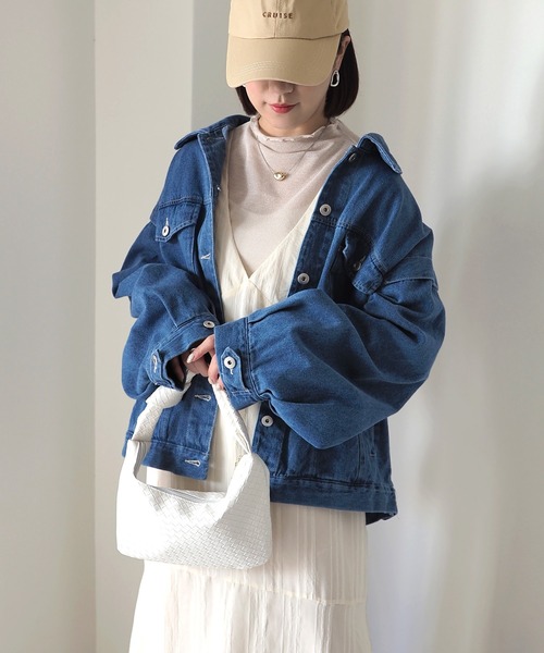 Riberry（リベリー）の「オーバーサイズデニムジャケット（デニムジャケット・レディース・ケミカルウォッシュ/ブルー・FREE）」の14枚目の写真