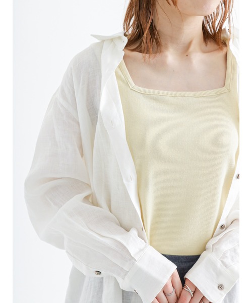 Te chichi（テチチ）の「前後2WAYリブタンクトップ（Tシャツ/カットソー・レディース・ブラック/イエロー/ベージュ/ホワイト・ﾌﾘ-）」の4枚目の写真