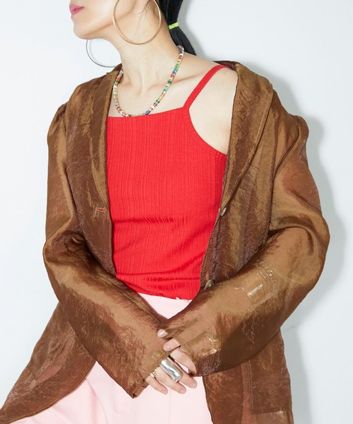 CITYSHOP（シティーショップ）の「AMERICAN SLEEVE CAMI：キャミソール（キャミソール・レディース・レッド/ベージュ/ブラック・FREE）」の3枚目の写真